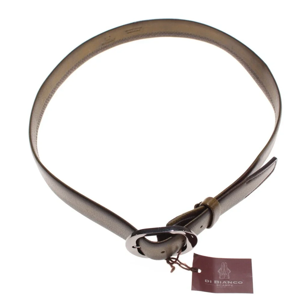Di Bianco NWT Cut to Size Dress Belt In Green Pebbled Leather One Size